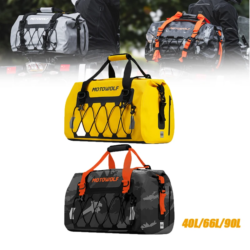 

Мотоциклетная водонепроницаемая сумка для путешествий, уличная сухая сумка для багажа, сумка 40/66/90 л, мотоциклетный рюкзак для багажа, сумка для сиденья