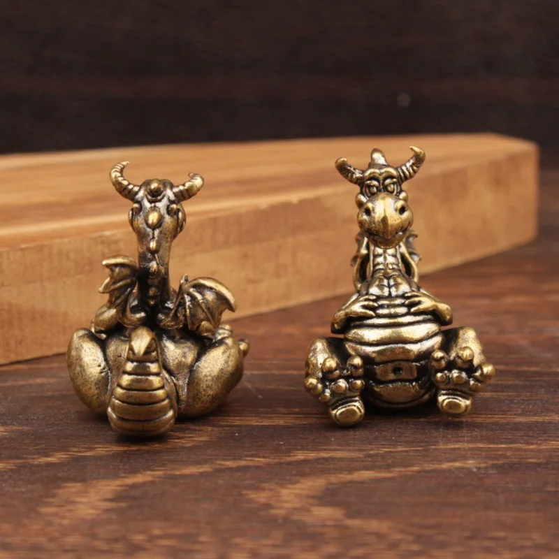 1/2 piece of brass small fat dragon ornaments, brass creative dragon ornaments, anime small ornaments, brass small copperware
