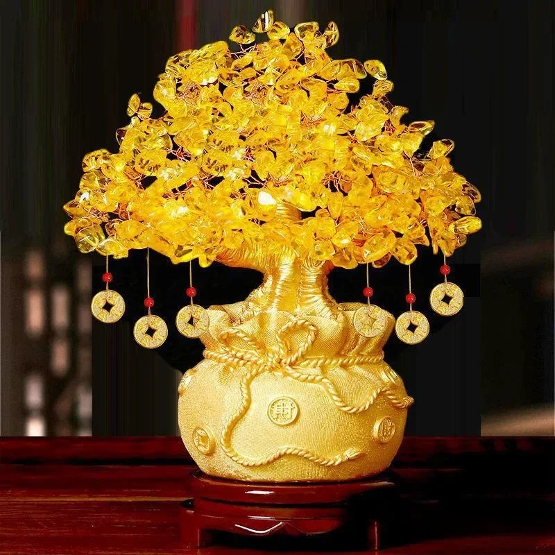 

Lucky Tree Wealth Yellow Crystal Tree Natural Money Tree Ornaments Bonsai Style Wealth Luck Feng Shui Ornaments Craft