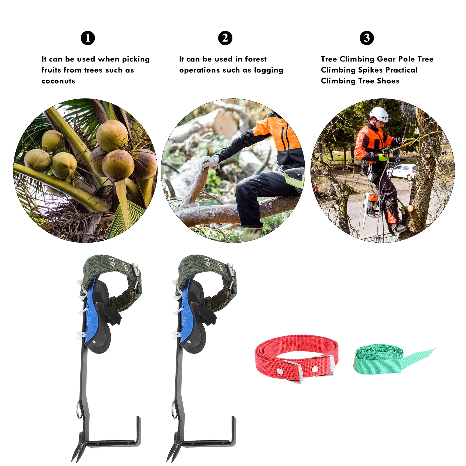 

1 set Tree Climbing Iron Shoes Set Spikes Arborist Gear Durable Safe Long Use Practical Easy Insert Trees Hunting Supplies