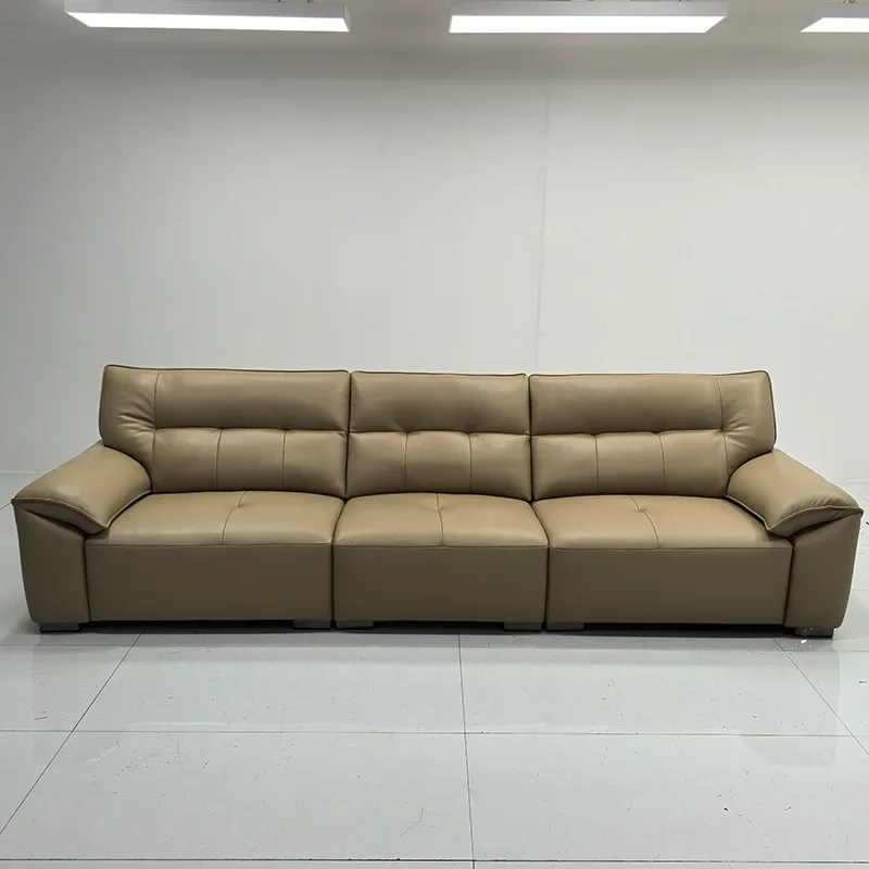 Italian minim alist leather sof a elephant ears modern simple living room first layer cowhide small apartment