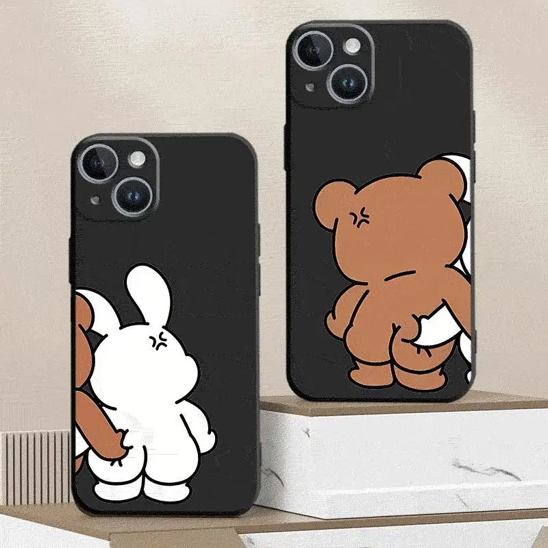 Funny Cute Bear Bunny Phone Case for Huawei P20 P30 Pro P20 Lite 2018 P30 P40 Lite P Smart 2019 P Smart Z Soft TPU Shell