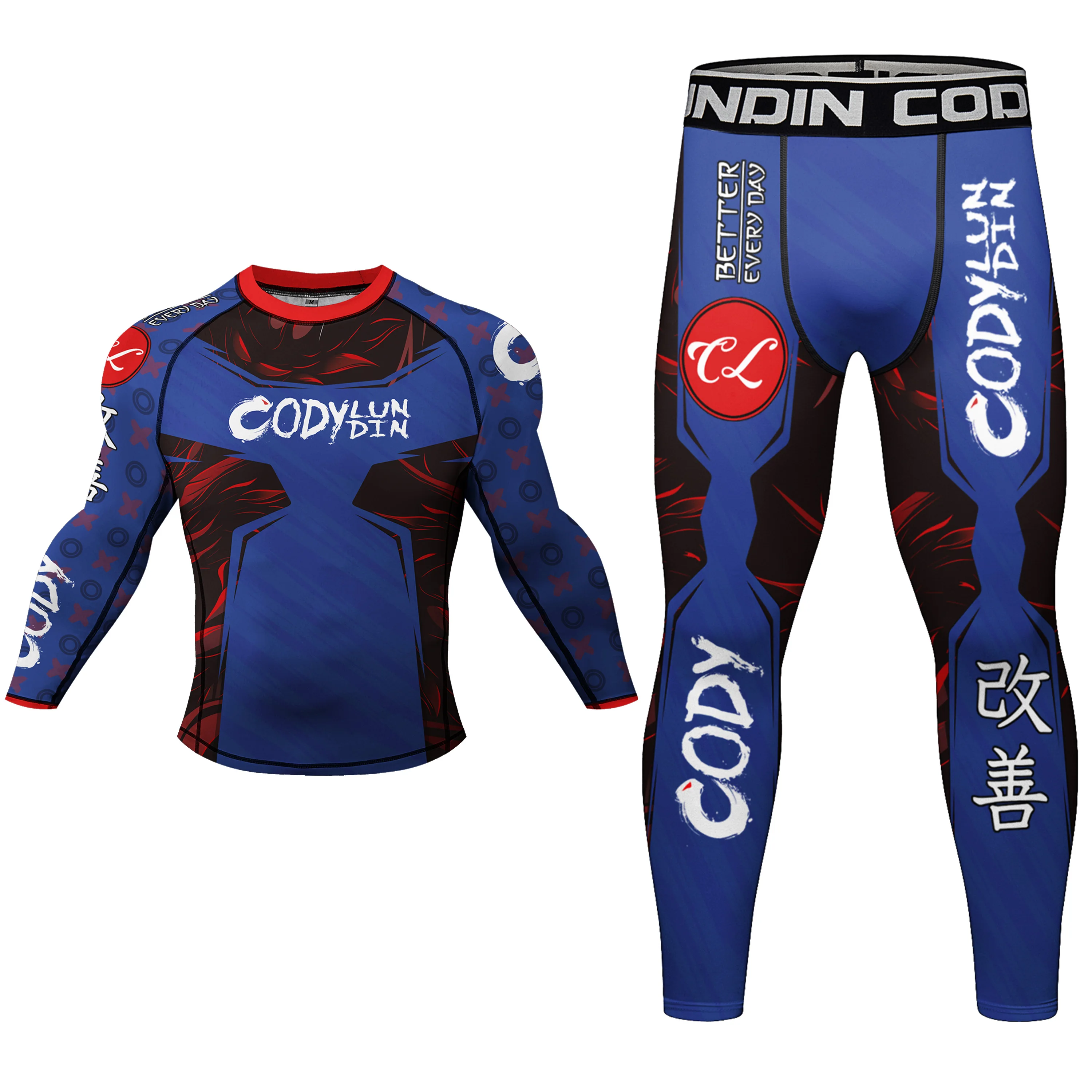 Good News Anti Rubber Slip Rashguard Printed Compression Shirt Long Sleeve Mma Custom Logo Polyester Sublimation Rash Guard Set