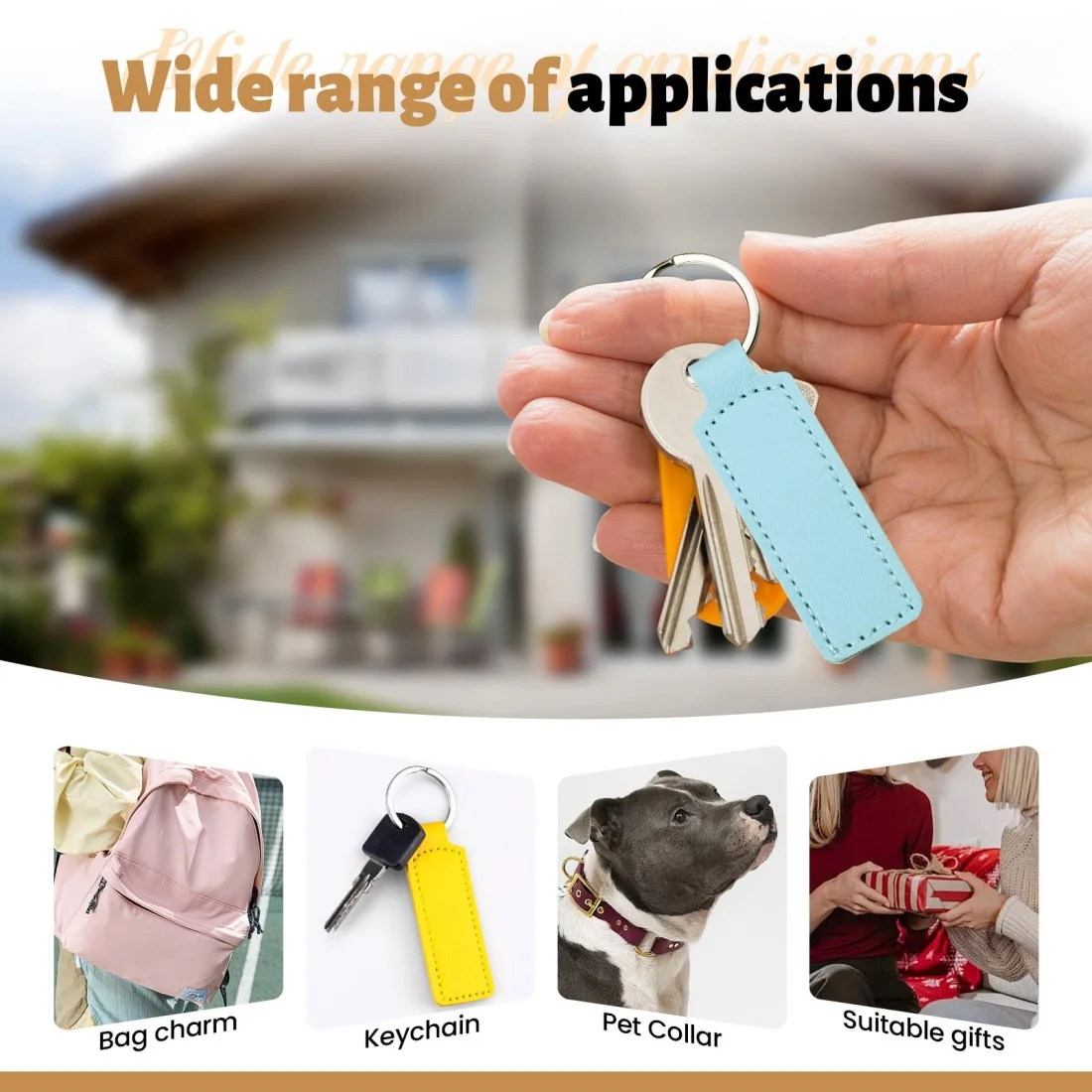 10Pcs Bright PU Leather Keychain Set