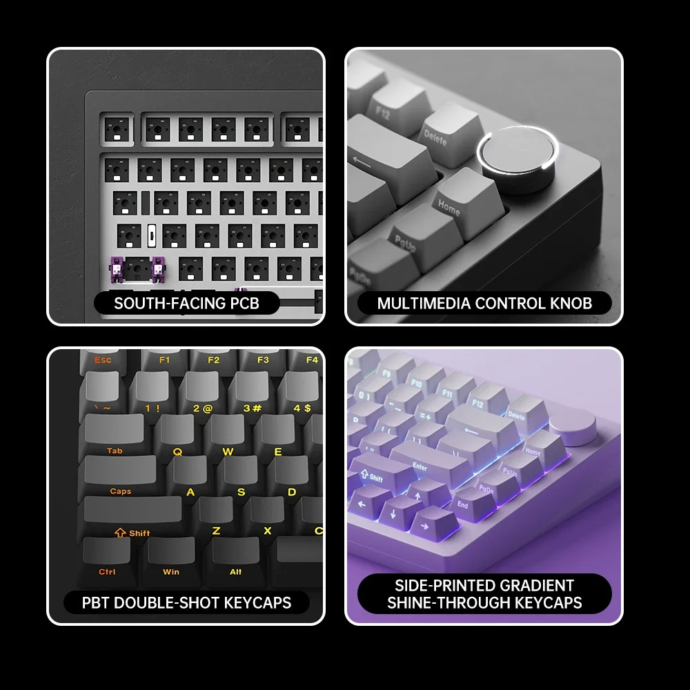 Imagem -05 - Akko-x Kit de Teclado Mecânico Mongeek Barebone m1 M1w v3 Estojo de Alumínio 75 Pin Hot Swap Rgb Teclado Personalizado do Jogo