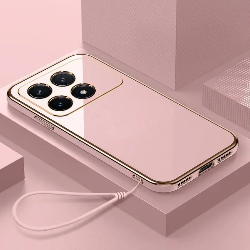 For Xiaomi Poco F6 Pro 5G Case Xiaomi Poco F6Pro Phone Case Straight frame Square Plating Silicone Back Soft rubber Cover