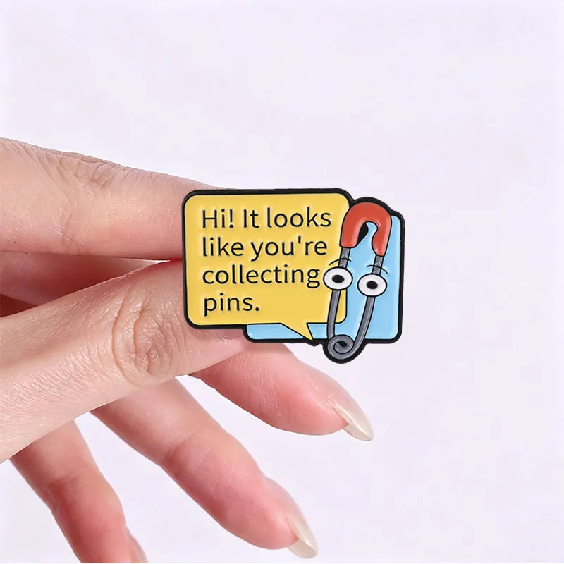 Self Aware Safety Pin Character Collecting Enamel Pins Humor Text Brooch Cute Cartoon Accessory For Bags Jackets