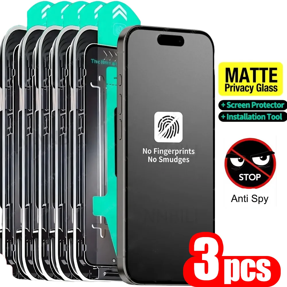 3 Stück matte Sichtschutzfolie für iPhone 17 Pro Max 16 11 13 15 14 Plus XR X Xs SE Full Cover Anti Spy Displayschutzfolie