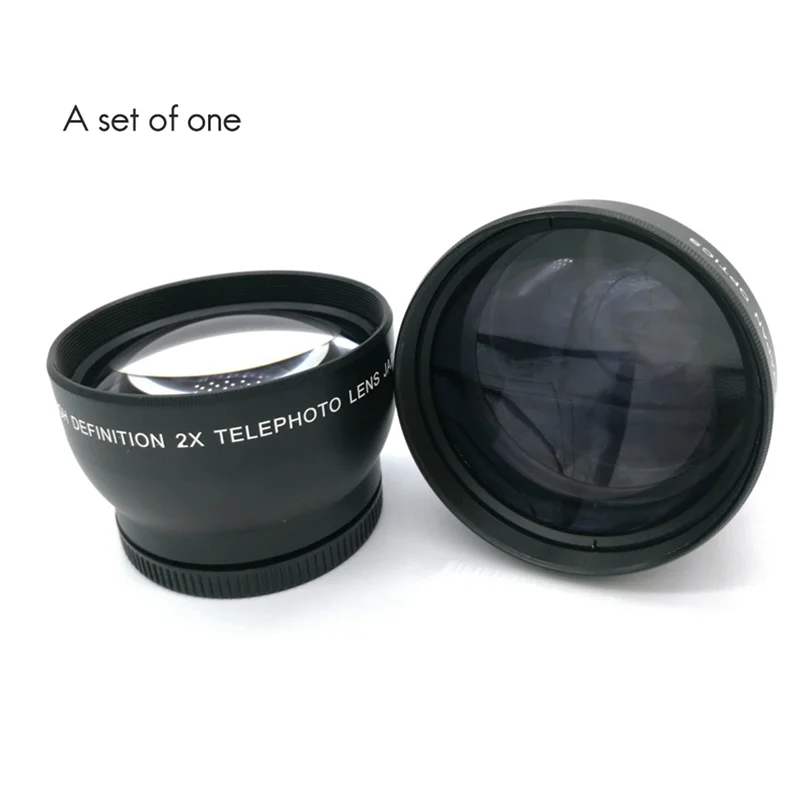 

52Mm 2X Magnification Telephoto Lens For Nikon AF-S 18-55Mm 55-200Mm Lens Camera Black-N35R
