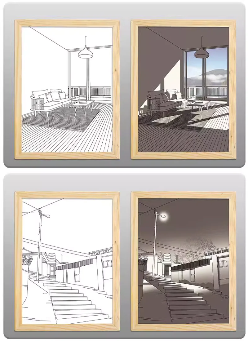 Creativity Night Light Simulation Gift Sunset Mood Photo Frame Lamp INS Anime Painting Led Lights Decoration Lighting