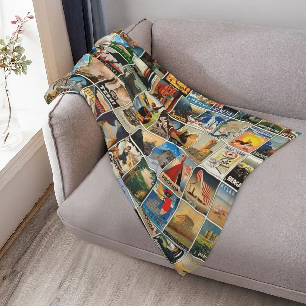 Италия, туристические плакаты, пледы, пляжный диван, фланелевые летние постельные принадлежности, одеяла