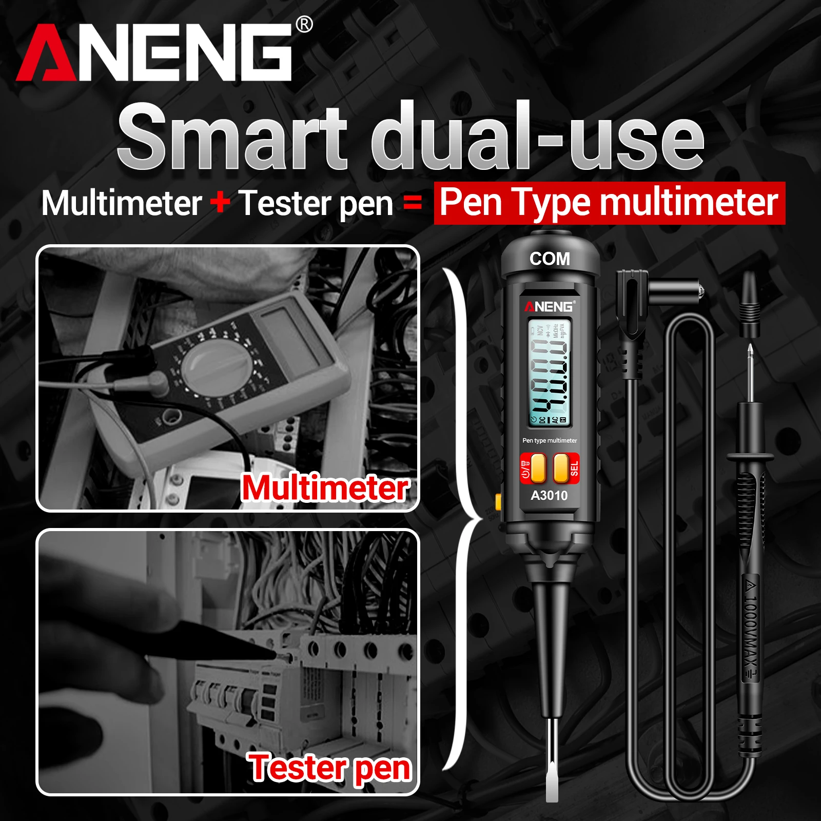 ANENG A3010 Pen Type  Multimeter 4000 Counts NCV Line Breakpoint Finder AC DC Voltage Resistance Capacitance Frequency Tester