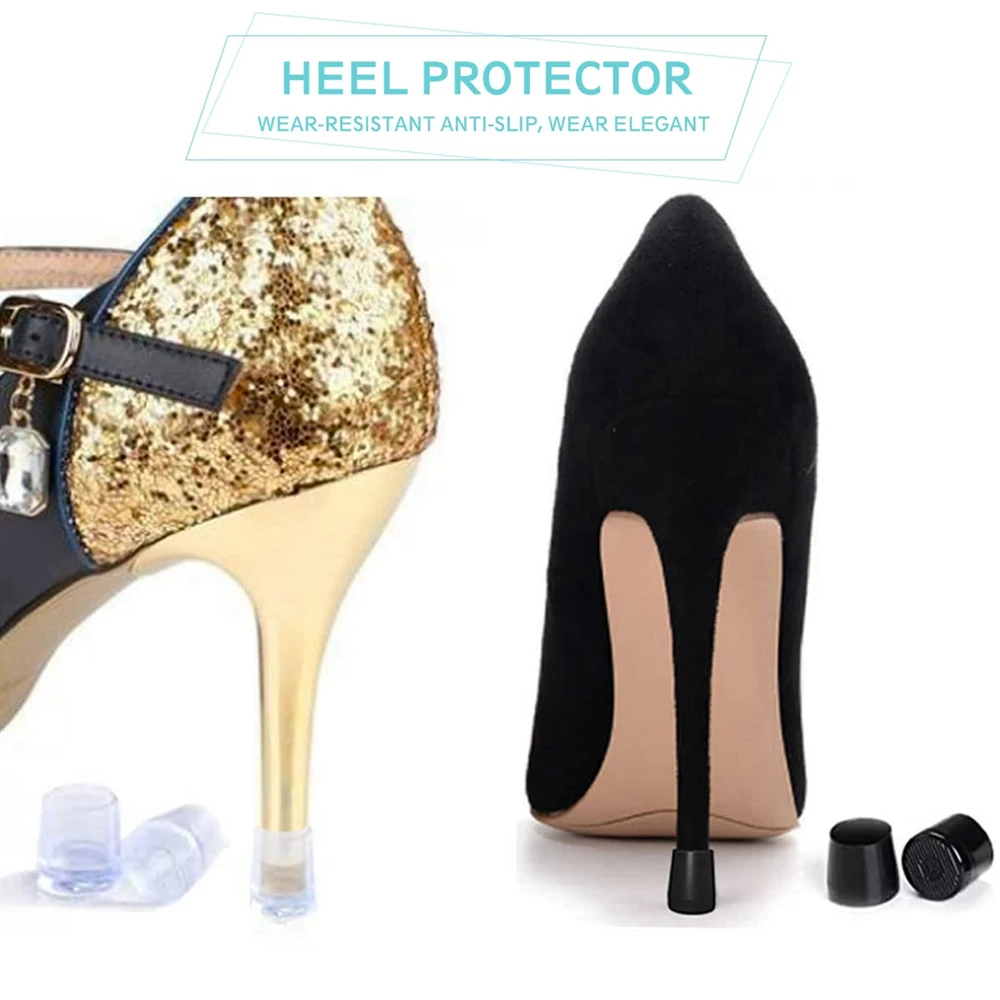 4 pair Silencer High Heel Protectors Round Shape High heels Protective Cover Non-slip Wearable Heel Cover Shockproof Accessories