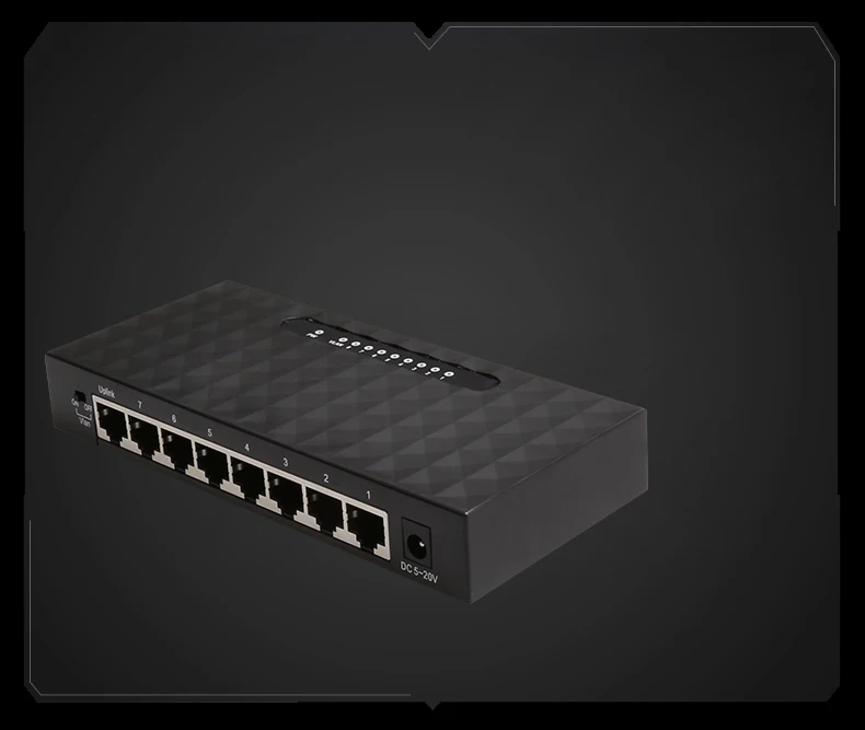 8-портовый коммутатор Gigabit Ethernet, коммутатор SOHO, широкий диапазон входа постоянного тока, поддержка Vlan