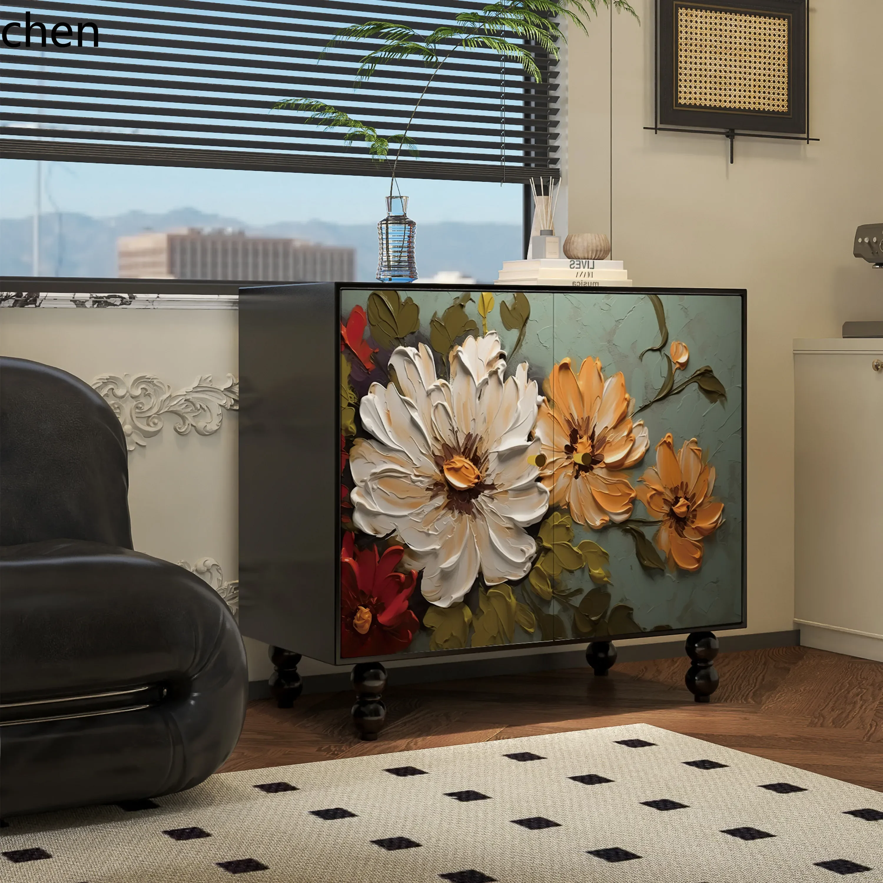 YFY Painted Multi-Functional Storage Shoe Cabinet Solid Wood Sideboard Storage Entryway Cabinet