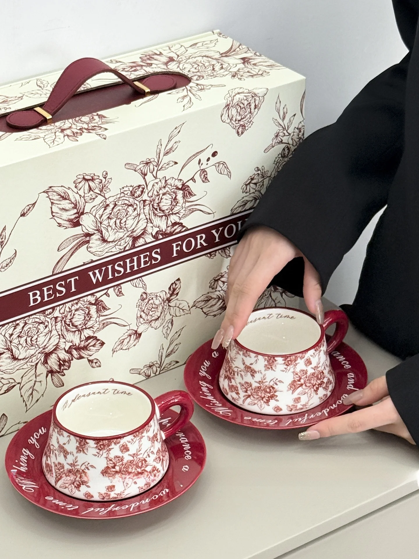 

Premium Feelings Orange Half Cup Set with Saucer Floral Neon Coffee Cups Elegant Miniature Afternoon Tea Cups Gift