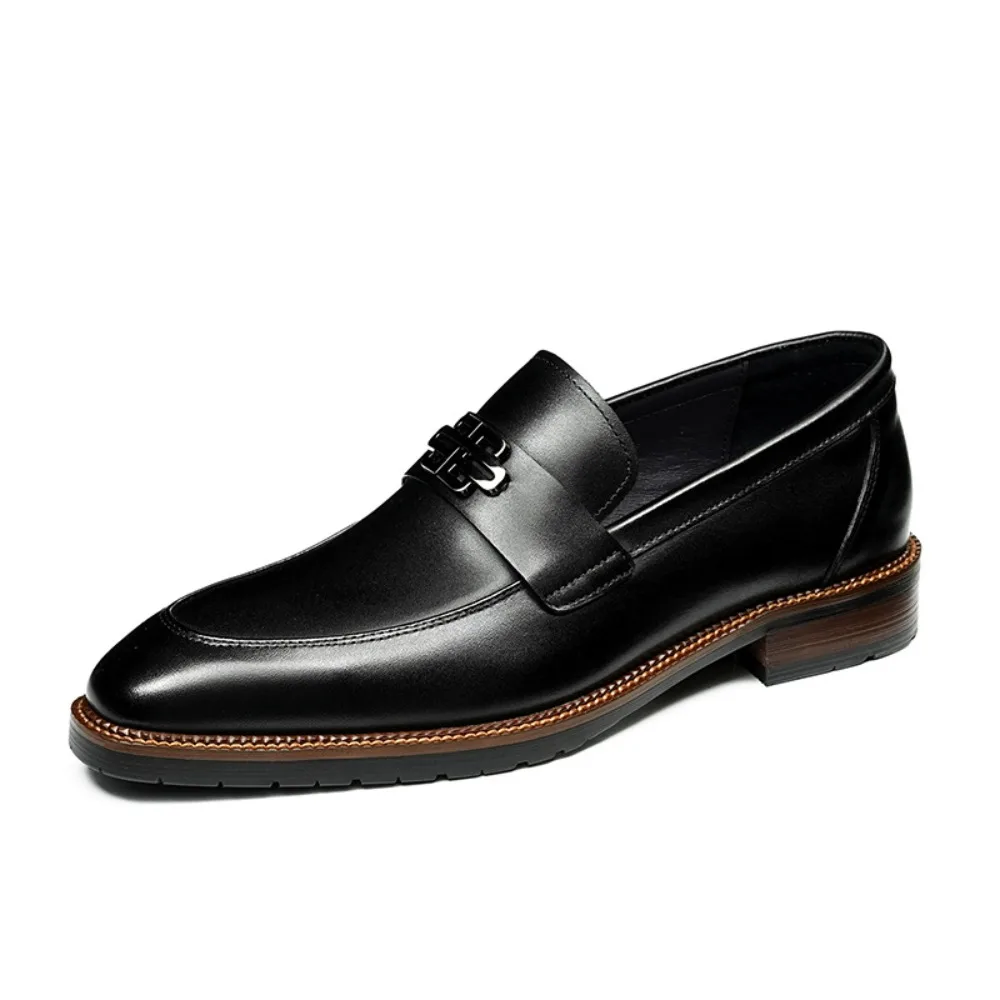Scarpe mocassini in pelle stile britannico da uomo |   Business casual di ispirazione coreana, vera pelle bovina, slip-on, finitura lucidata