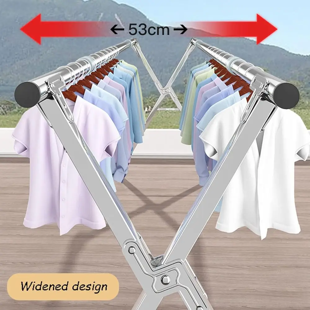 Adjustable Stainless Steel Folding Laundry Drying Rack with Wheels for Indoor and Outdoor Use