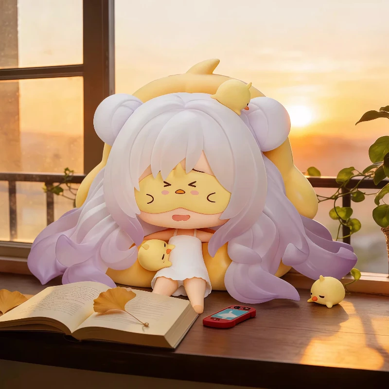 TBHJPSB Toys Anime Girl Chibi Figure Pastel Purple Hair Collectible Desk Decor Car Ornament Anime Fans Birthday Gift Toy Statue