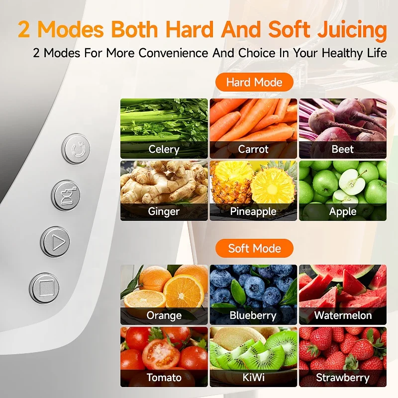 Cold Press Slow Juicer with Reverse Function - 95% Nutrient Retention, Easy Clean Detachable Parts