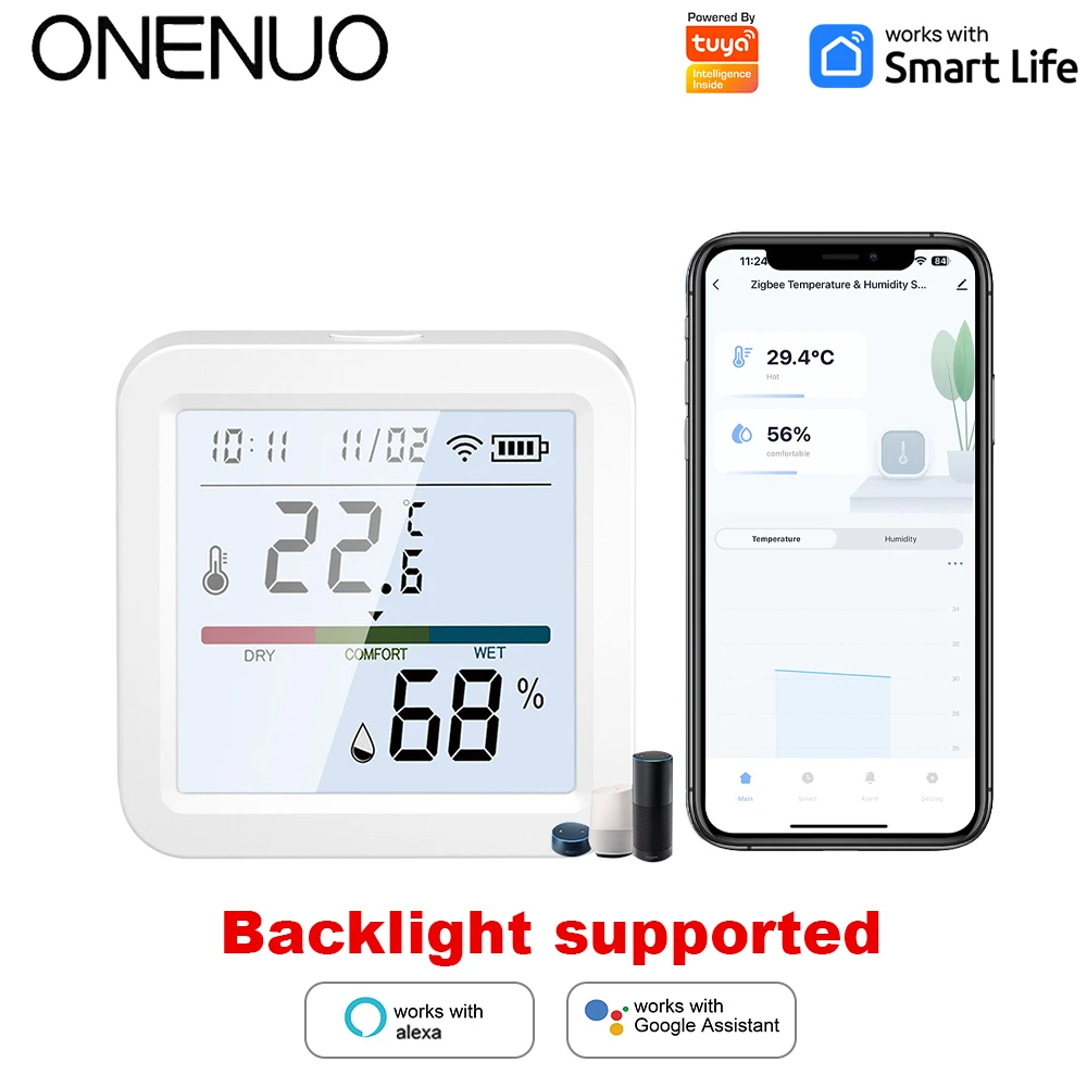 

Newest Tuya WiFi Temperature Humidity Sensor Smart Life APP Backlight Hygrometer Thermometer Support Alexa Google Home Assistant