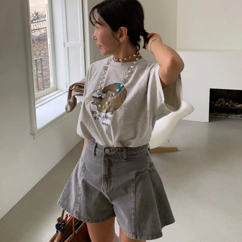 

Dync Dongda Gate 2024, весна-лето, утягивающие универсальные плиссированные широкие джинсовые брюки, женские модные шорты трапециевидной формы