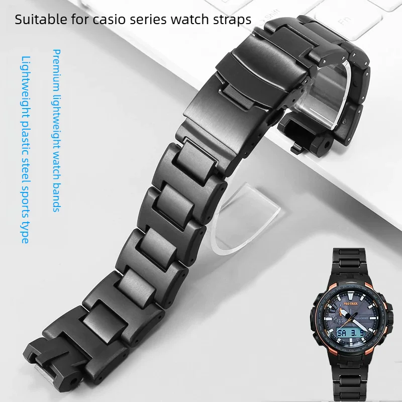 Composite Plastic Steel Watch Strap for Casio PRW-3000/6100/6000/3100Y Replacement of Original Watch Chain