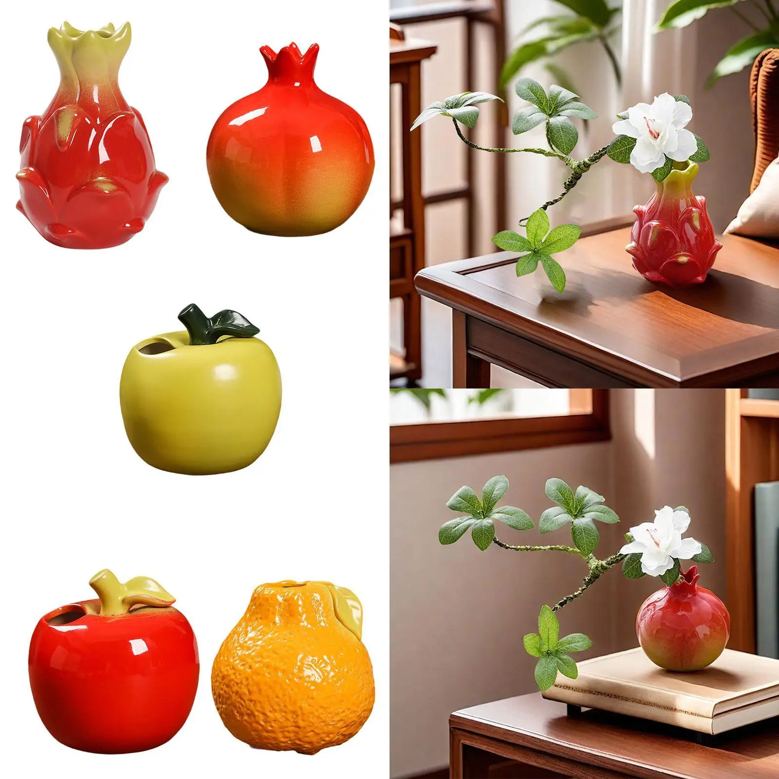 Propagation Vase Fruit Shaped Ceramic Flower Vase Bud Vase Decor, Floral Arrangements Decorative Vase Ornament Minimalist