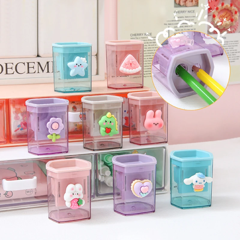 Anime Sanrio Peripheral Kawaii Hello Kitty Cinnamoroll My Melody Cartoon Double Hole Pencil Sharpener Children Stationery Gift