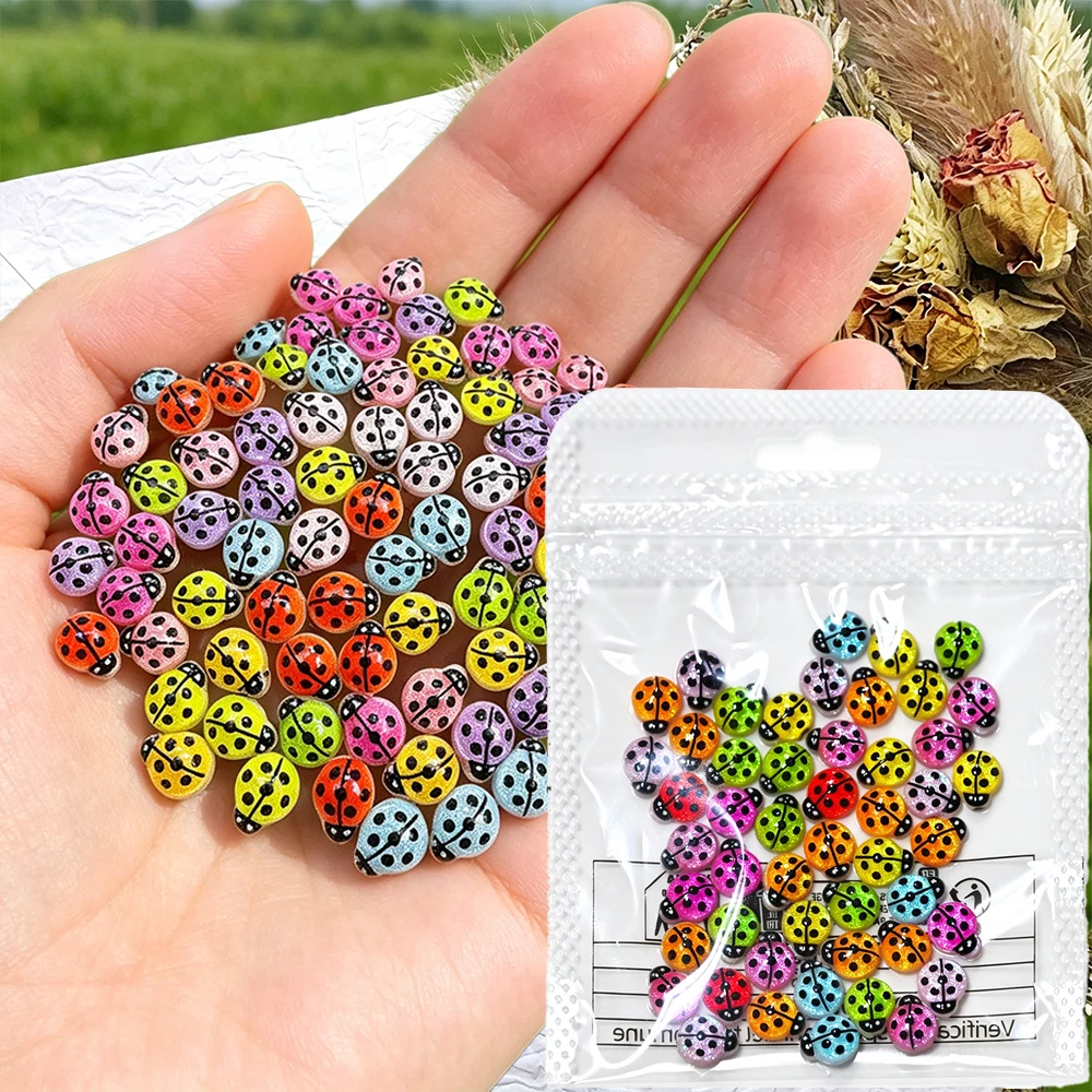 Art Craft Ladybug - 50Pcs Mixed Colorful Beetle Nail Charms
