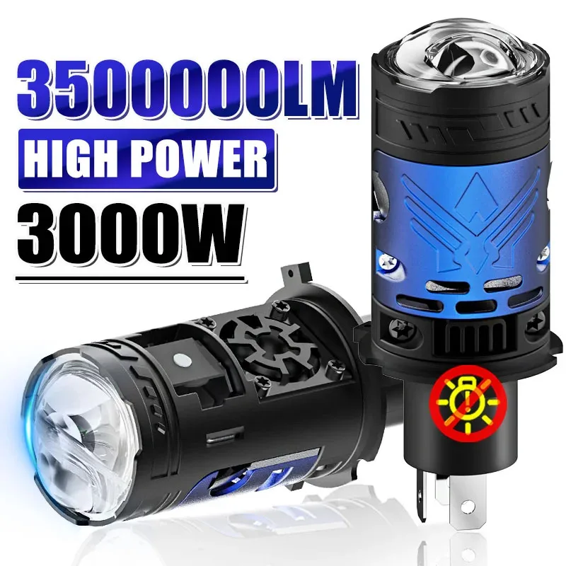 Headlamp bulb, extremely bright, 55,000,000 lumens, 6000K, turbo fan, 5000W, H4 LED, 9003/HB2, suitable for cars/motorcycles