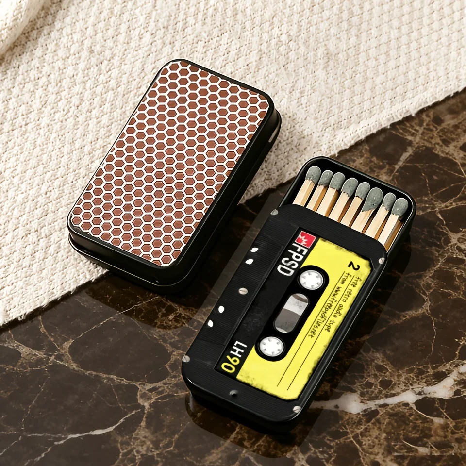 Vintage Iron Matchbox with a Portable Design Featuring a Sturdy Metal Sliding Lid,Does Not Include Matches,Crush-Resistant