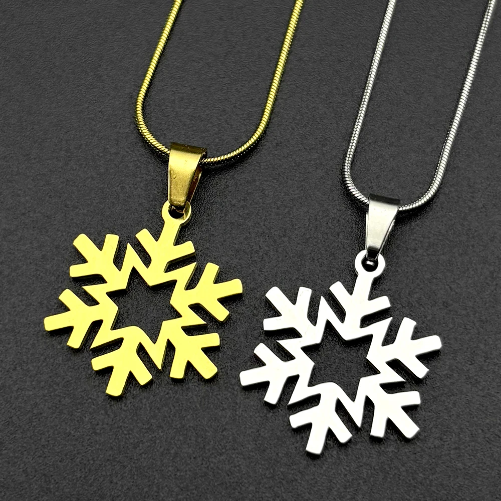 Charmante Schneeflocken-Modehalskette für Damen und Herren, Edelstahl, silberfarben, geometrische Symmetrie, mathematische Kunst, Kette, Schmuck, Geschenke – Detail 6