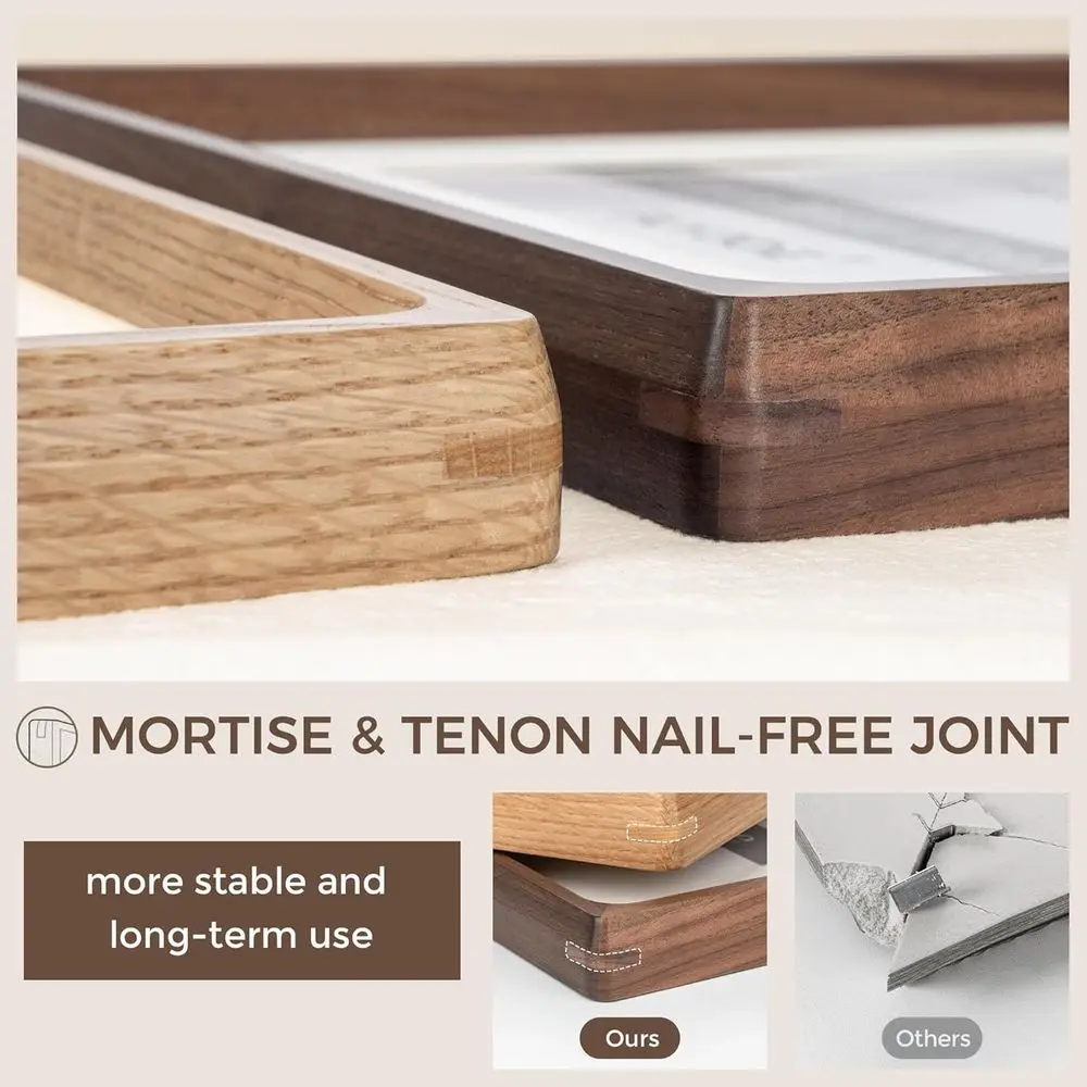 إطار صور من خشب الجوز الطبيعي مقاس 16 × 20 مصنوع يدويًا مع زوايا مستديرة، مصنوع يدويًا لصور 11 × 14، زجاج مقسى، قابل للتركيب على الحائط