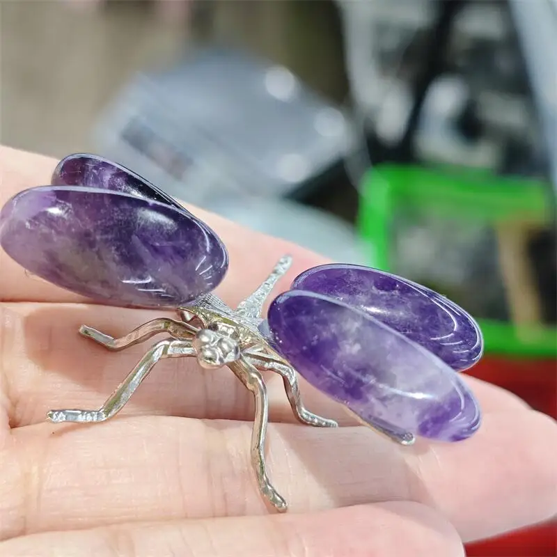 

Натуральная мечта, аметист, стрекоза, резьба по камню, Рейки, вера, ремесленные украшения, исцеление, украшение для дома, подарок, 1 шт.