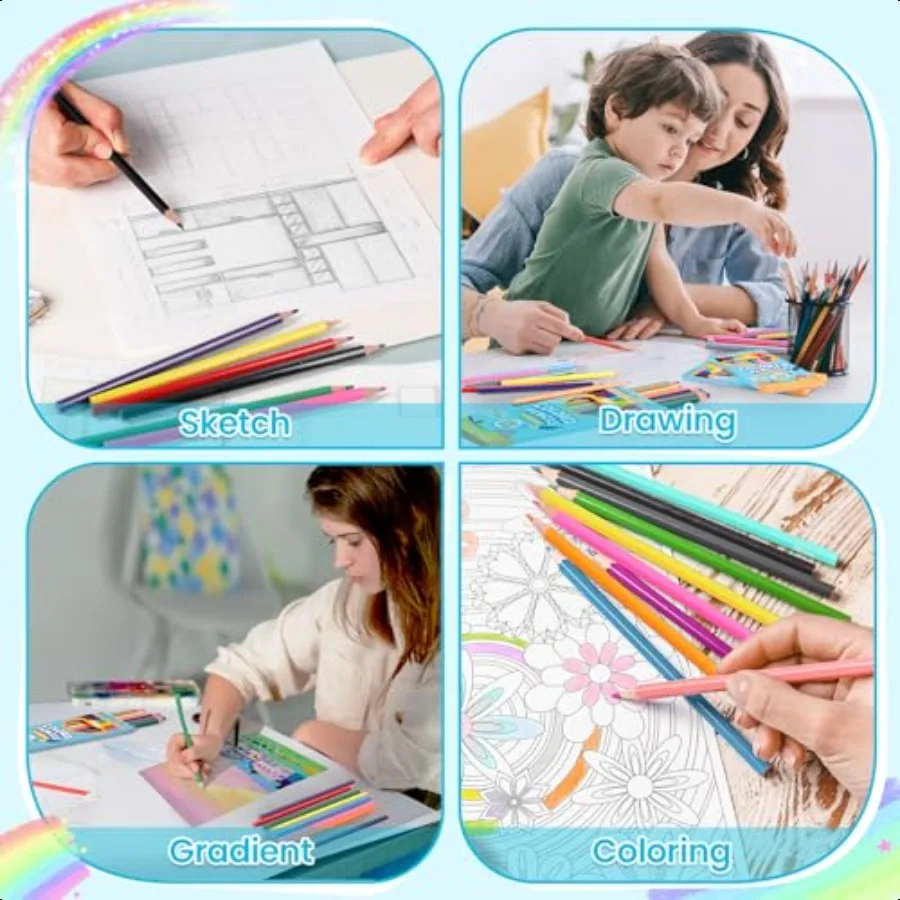 288색 색연필 대량 24팩 12색 색연필 미리 날카롭게 만든 성인용 색연필 대량 학교용 색연필
