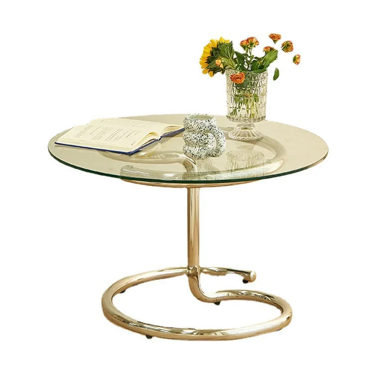 

Lazy, space, light luxury, glass, coffee table, small apartment, spiral, design, round