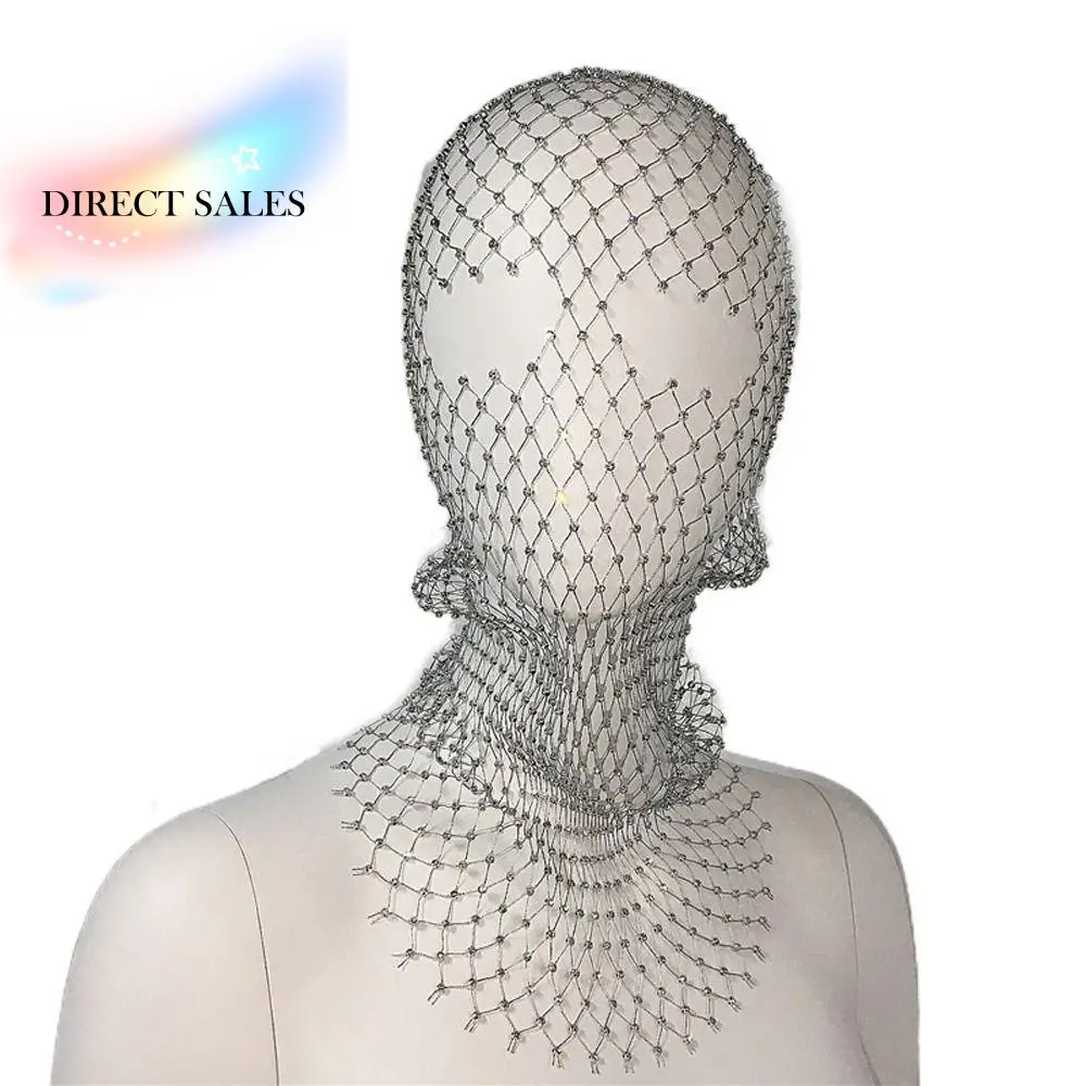 

Veil Zircon Mask Turban Hat Mesh Hair Snood Net Crystal Head Mask Fishnet Headhood Rhinestone Mesh Veil Diamond Headwrap