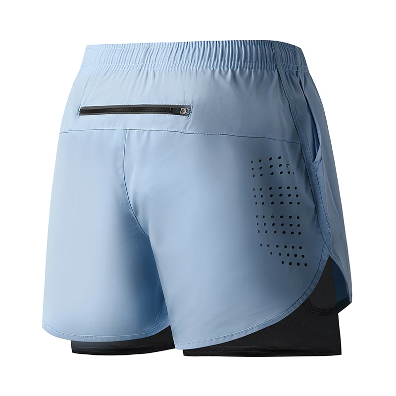 Hardloopshorts voor heren Sneldrogende fitness zwarte dubbellaagse shorts Heren Nieuwe sporttraining Training Bodybuilding korte broek - afbeelding 1