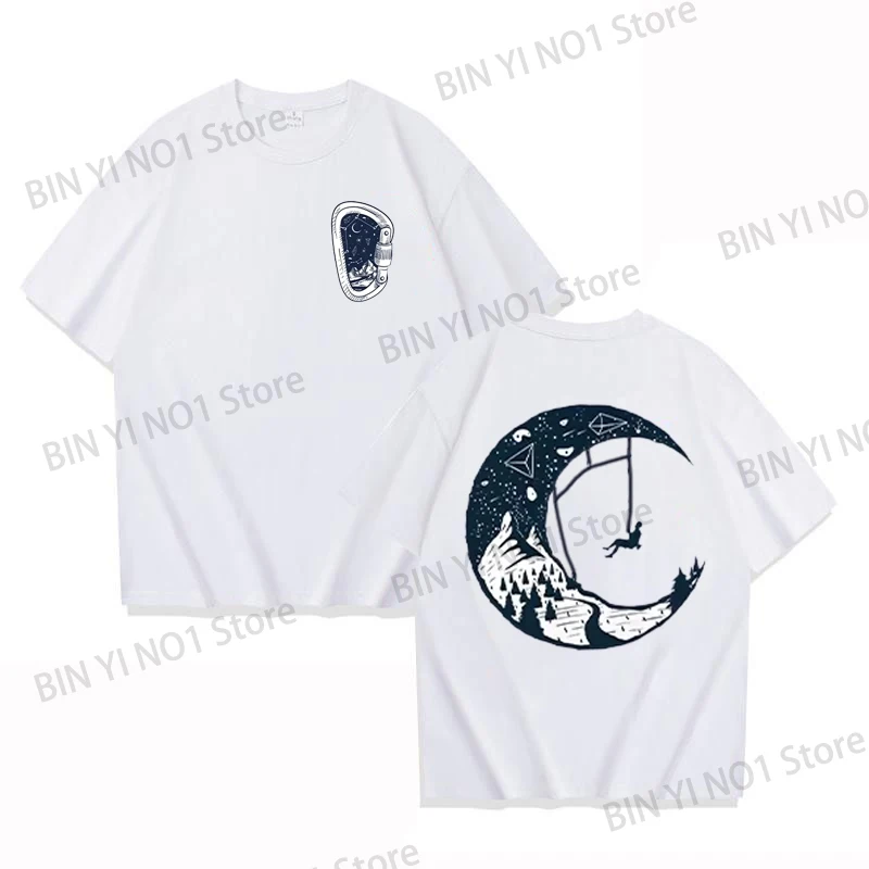 

Mountain Duplex Printing T-shirts Summer Casual Tees Round Neck Short Sleeve Y2k Tops Rock Climbing Male Oversized Clothing