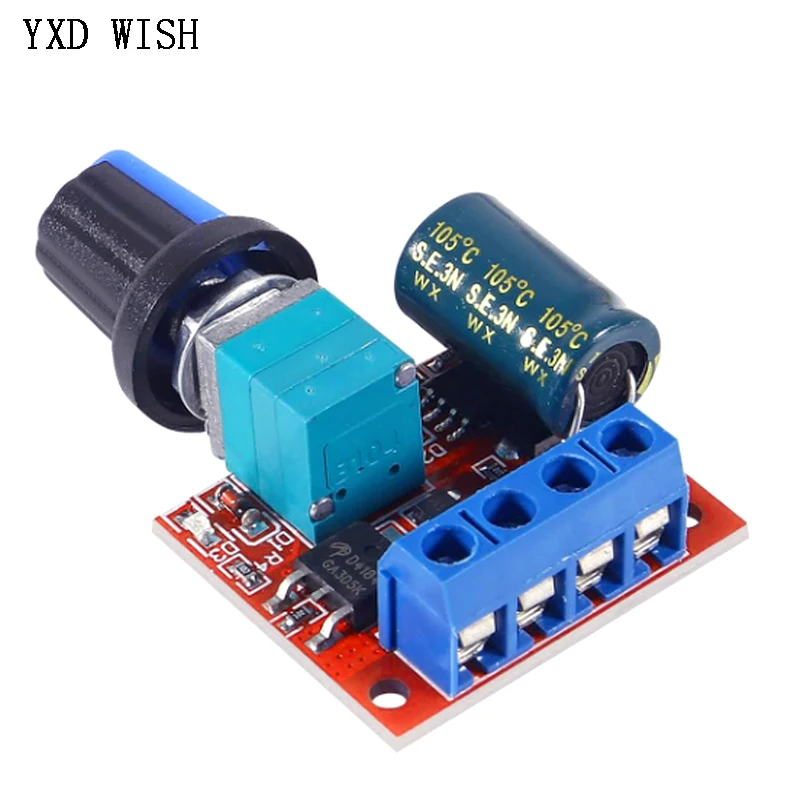 5pcs Mini 5A 90W PWM 12V DC Motor Speed Controller Module DC-DC 5V-35V Adjustable Speed Regulator Control Governor Switch 24V