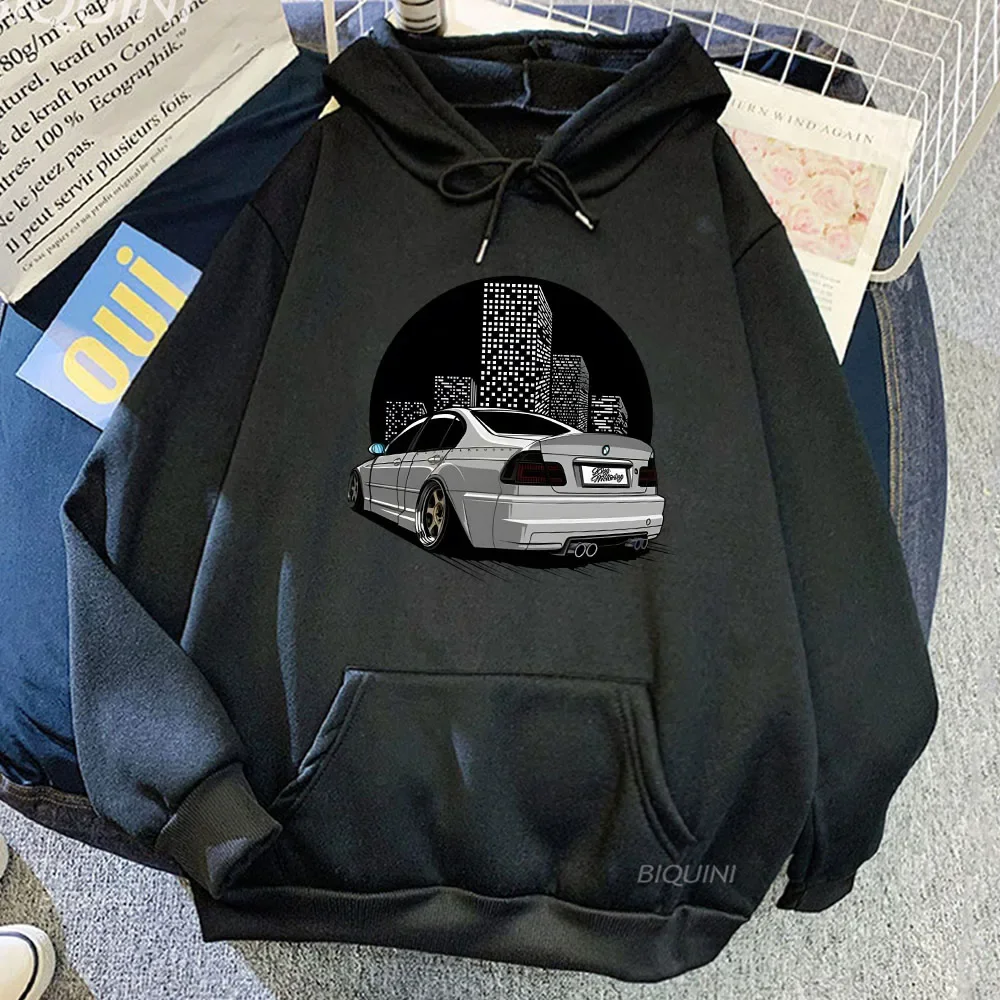 Car Printing Graphic Hoodies Prevalent Male Street Sweatshirts Autumn Casual Hooded Pullovers Soft Fleece Sudadera Clothes