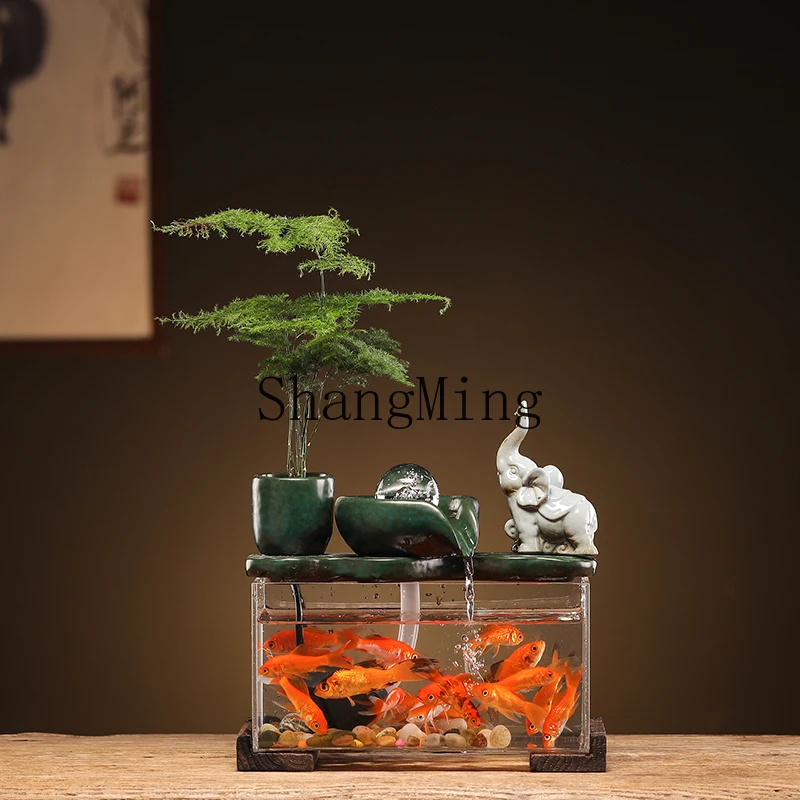 ZYY household advanced sense transparent fish tank creative running water ornament circulating water household