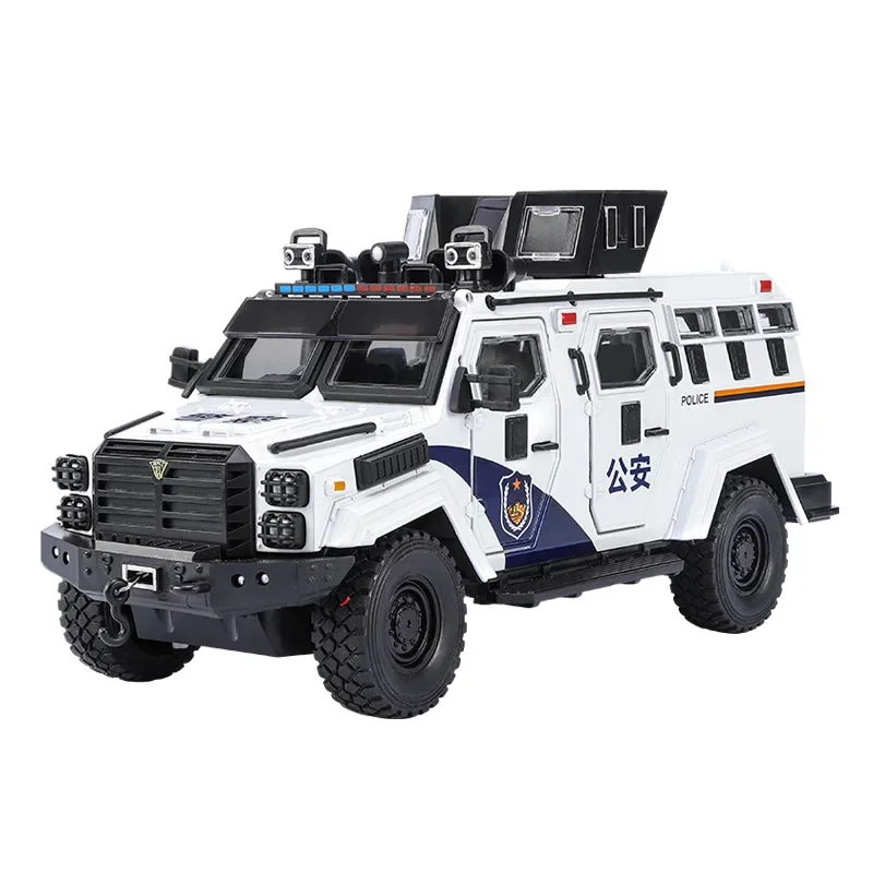 1:24 Swordtooth Tiger Explosion proof Car Alloy Military Iveco police Car Model Decoration Gift boys toy