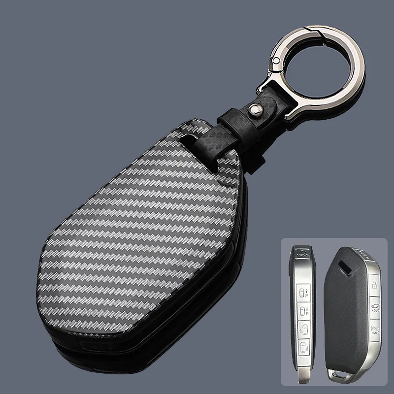 

9 Buttons Carbon Style ABS Car Key Case Cover Fob for 2024 2025 Kia EV9 EV6 EV5 Smart Remote Key Protection Shell
