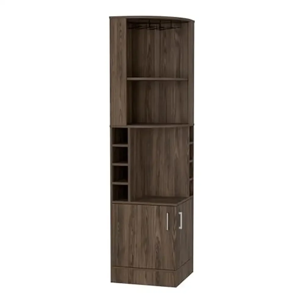 

Corner Bar Cabinet with Cubbies Stemware Rack and 3 Shelves Space Efficient and Stylish Ideal Living Room Contemporary Design