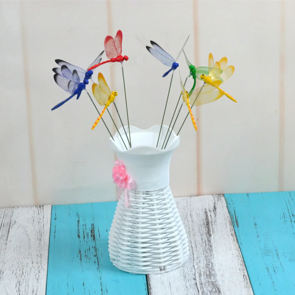 

20pcs Plastic Dragonfly Stakes Waterproof Garden Ornament Lawn Decorative Stake Fairy Accessories Wind Swaying Insect For