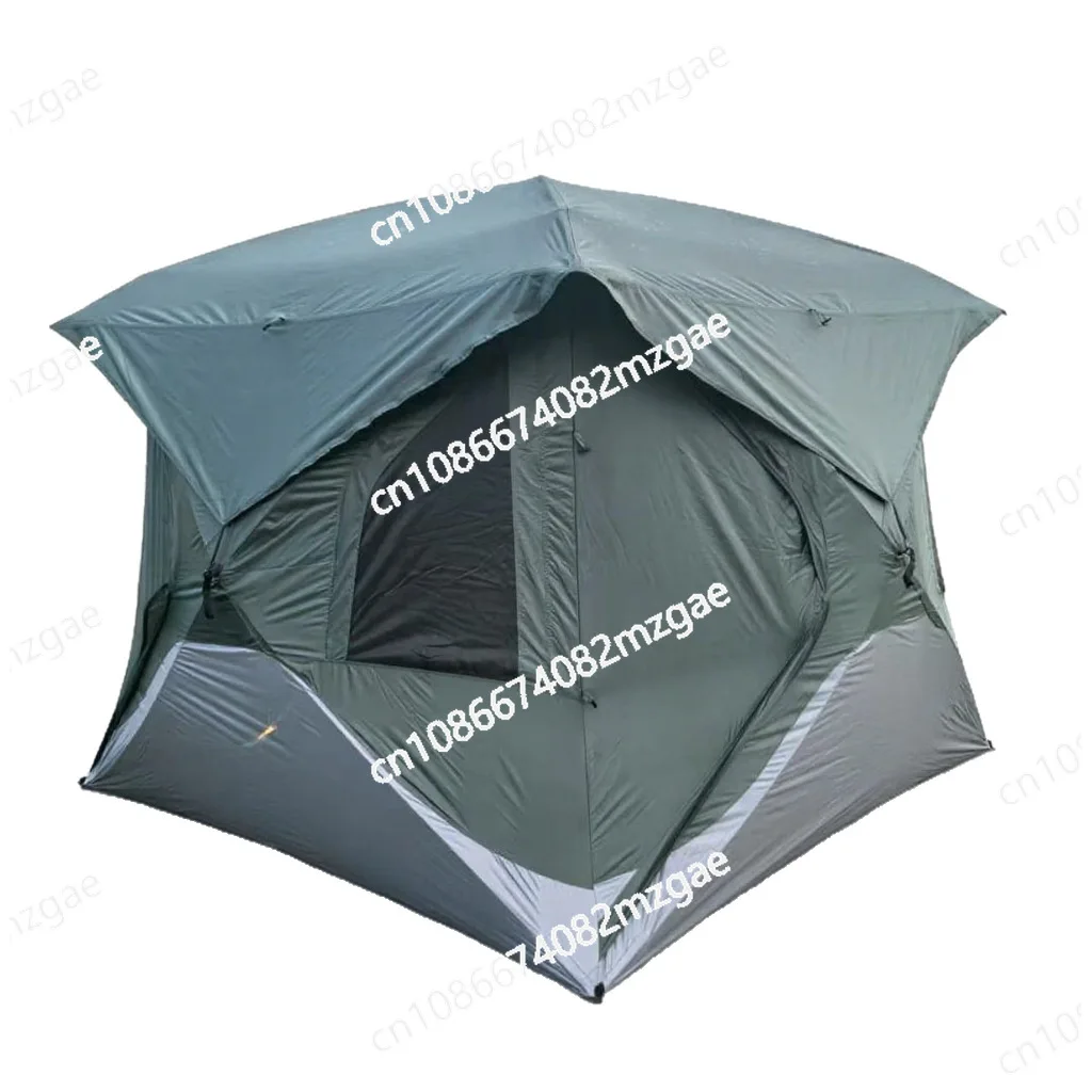 Semi-Automatic Four-Corner Double Layer Tent Waterproof Large Space Portable All-Season Quick Setup Outdoor Camping Tent