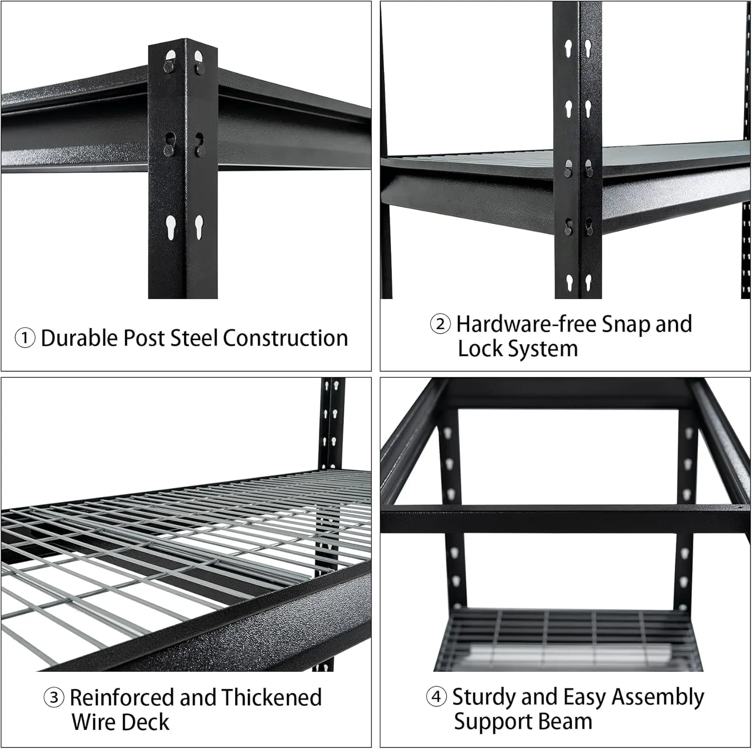 72" W Metal Garage Shelving Unit Load 12000 Lbs, 4 Tier Heavy Duty Storage Rack, Adjustable Industrial Shelves