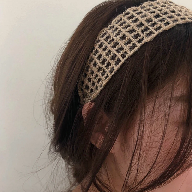 Cerchietto per capelli da spiaggia bohémien da donna, cerchietto per capelli intrecciato a mano a tesa larga, accessori per copricapo da viaggio